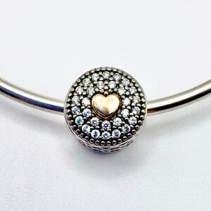 Pandora Essence Affection Sterling Silver and 14K Gold Heart Charm with CZ